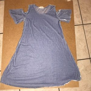 Baby blue cold shoulder velvet mini dress size 8